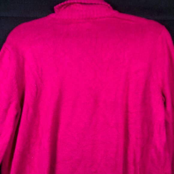 Eddie Bauer Womens Sweater Bright Pink Mock Neck 1/2 Button Long Sleeve Large - Picture 9 of 11